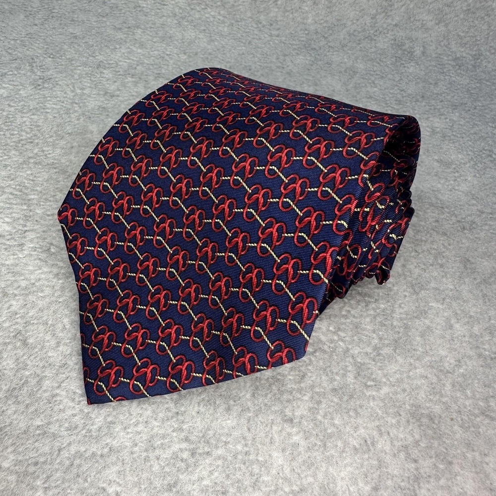 Accademia Tie Mens Silk Navy Red Rope Knot Pattern Made in Italy Necktie Luxury